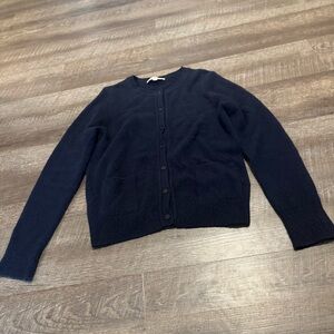 Loft Navy Blue Wool Blend Cardigan Sweater